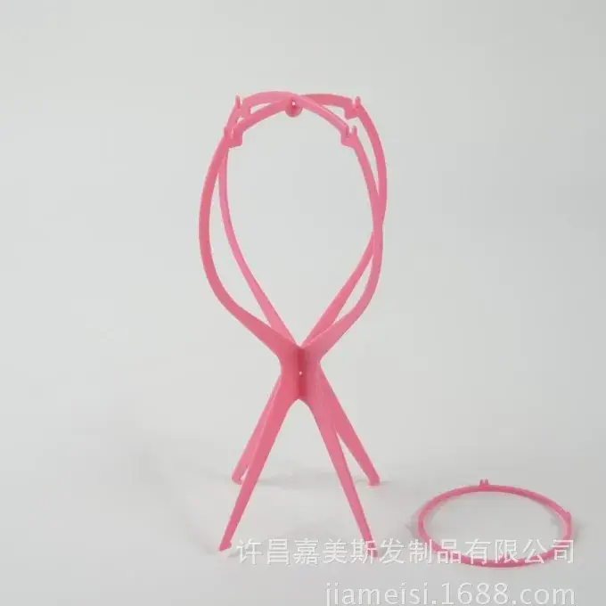 Pink Folding Hair Wig Stand for Hair Styling