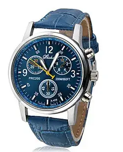 Men's Quartz Watch with 6-Pin Screw and Leather Strap - Image 2