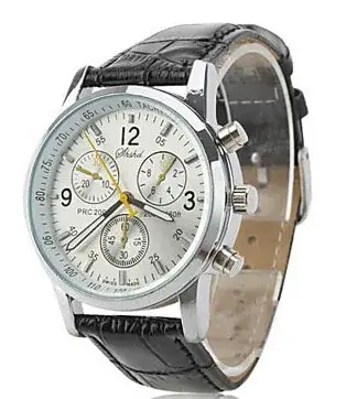Men's Quartz Watch with 6-Pin Screw and Leather Strap - Image 3