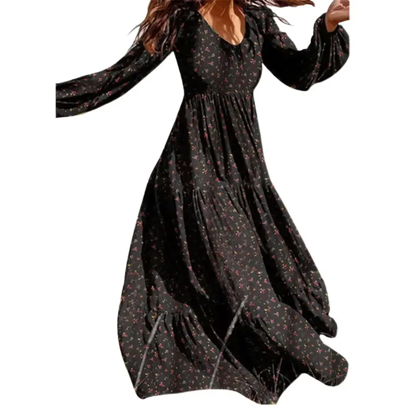 Women's Chiffon V-Neck Dress Black Large