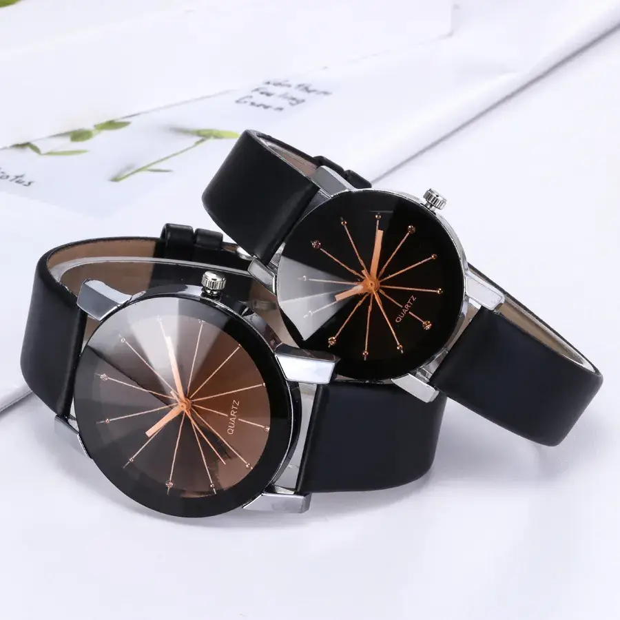 Korean Men's Women's Ray Black Dial Couple Watch - Image 6