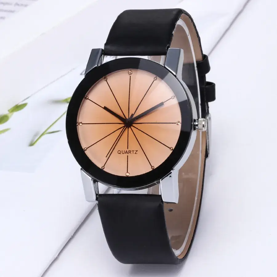 Korean Men's Women's Ray Black Dial Couple Watch - Image 3