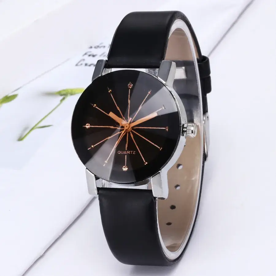 Korean Men's Women's Ray Black Dial Couple Watch - Image 2