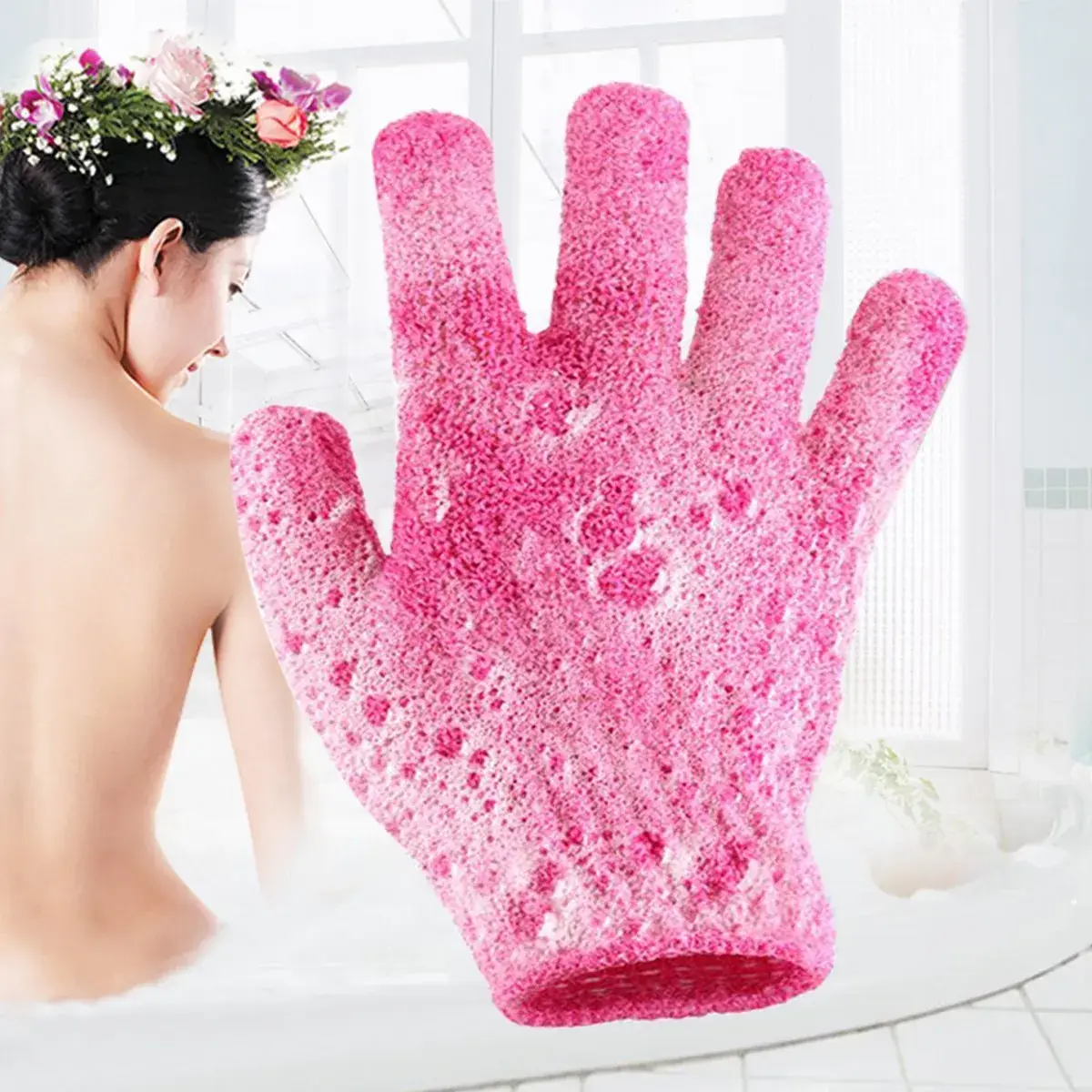 Five Finger Bath Gloves Nylon Multi Color - Image 14