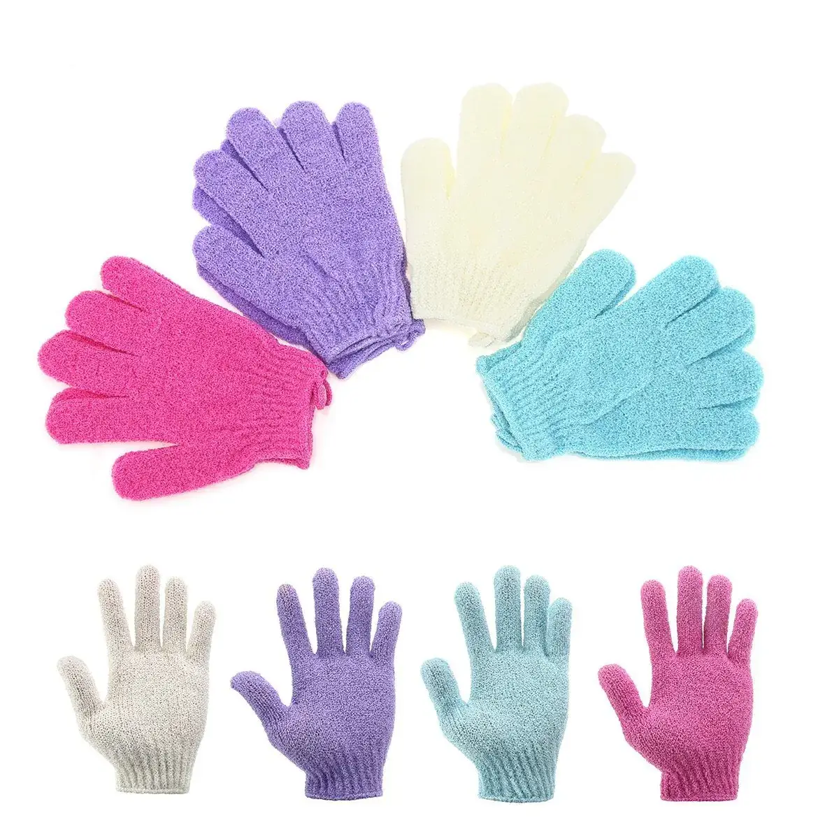 Five Finger Bath Gloves Nylon Multi Color