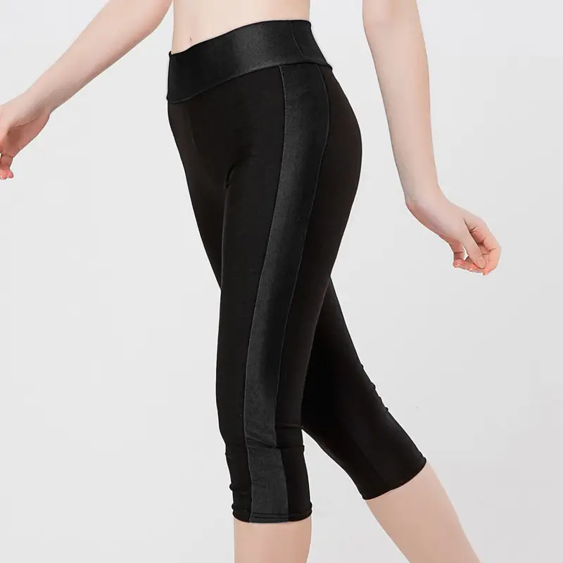 Women's Stretchy Yoga Pants Black Pink Blue Capri Length