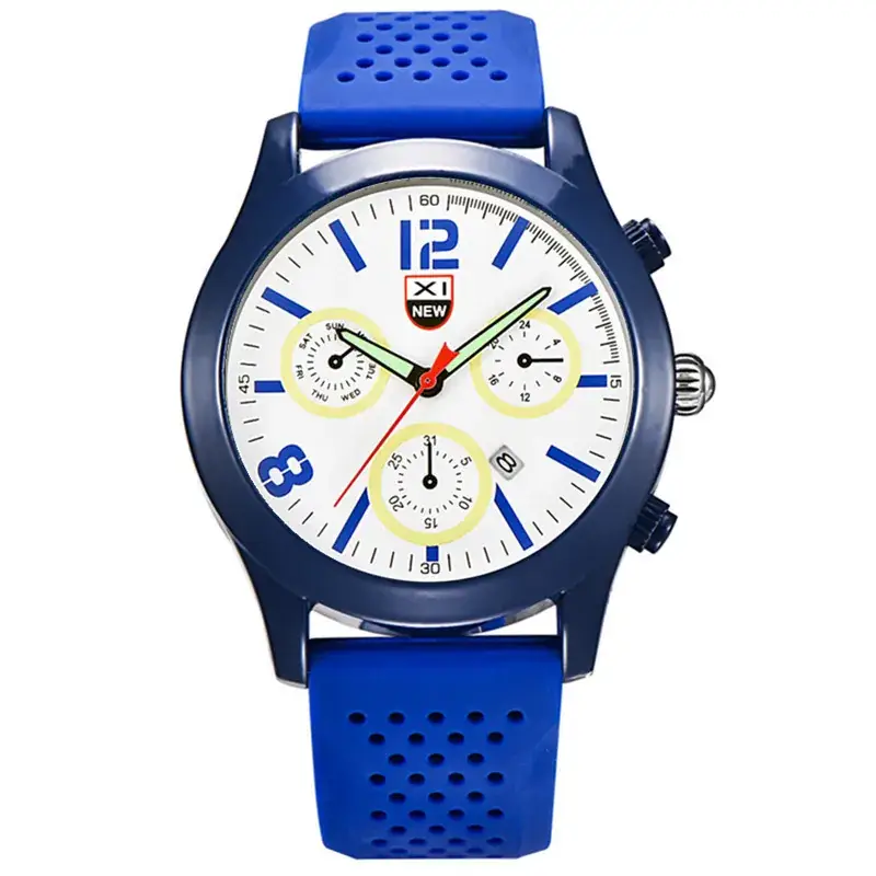 Men's Chronograph Quartz Watch Black Silicone Strap - Image 14