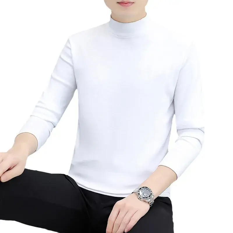 Men's Grey Turtleneck Long Sleeve T-Shirt - Image 10