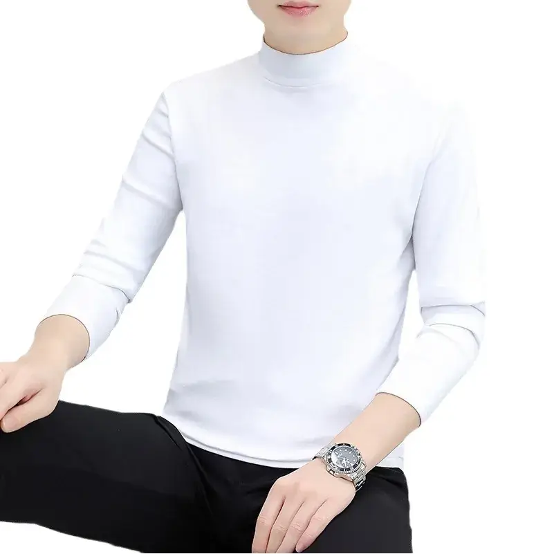 Men's Grey Turtleneck Long Sleeve T-Shirt