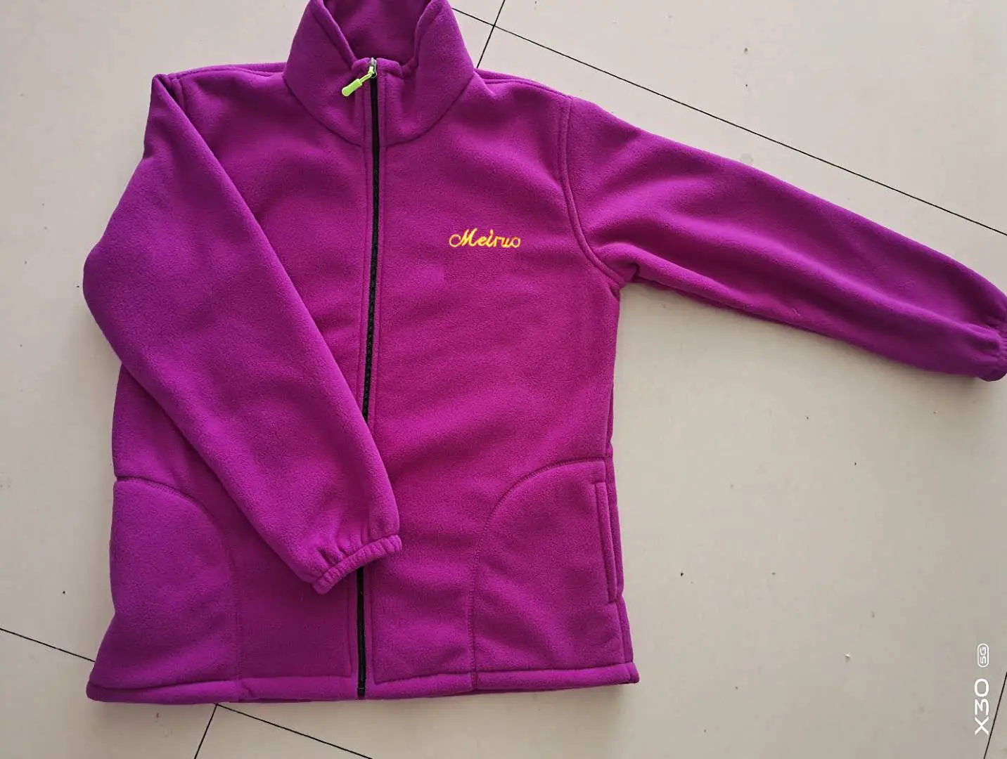 Purple Fleece Women's Jacket Double Zipmed - Image 6