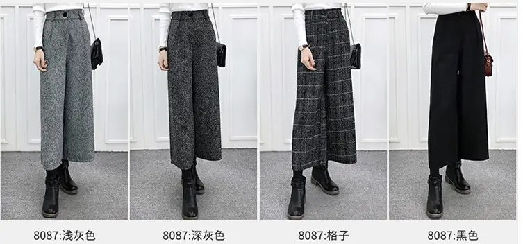 Fall/Winter 2023 Plaid Woolen Wide Leg Pants - Image 7