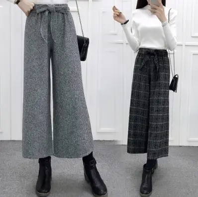 Fall/Winter 2023 Plaid Woolen Wide Leg Pants - Image 8