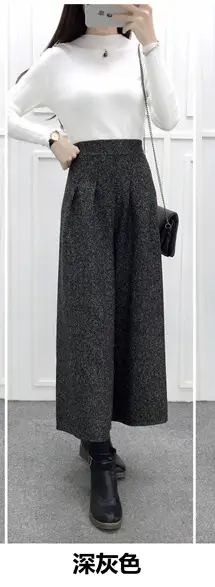 Fall/Winter 2023 Plaid Woolen Wide Leg Pants - Image 3