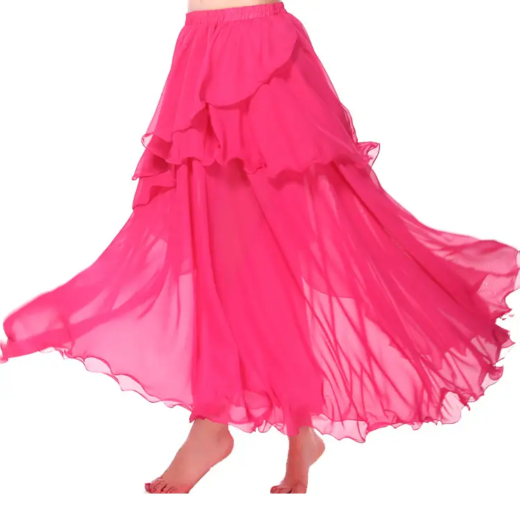 Blue Chiffon Four-Layer Belly Dance Dress for Women - Image 6