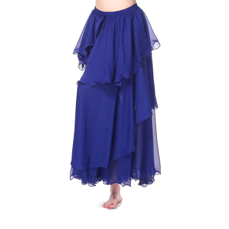 Blue Chiffon Four-Layer Belly Dance Dress for Women - Image 5