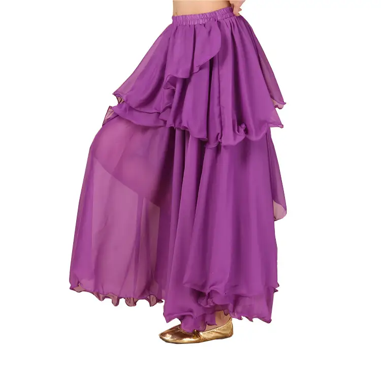 Blue Chiffon Four-Layer Belly Dance Dress for Women - Image 3