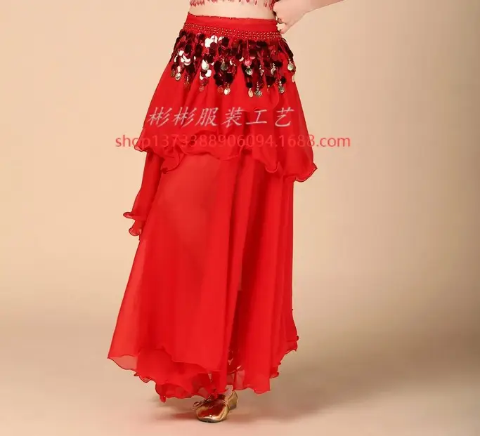 Blue Chiffon Four-Layer Belly Dance Dress for Women - Image 2