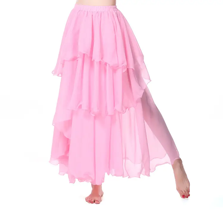 Blue Chiffon Four-Layer Belly Dance Dress for Women - Image 7