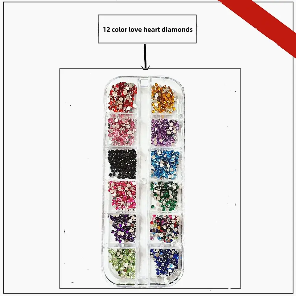 12 Colors 3.0 Round Diamond Nail Flat Resin Set - Image 9