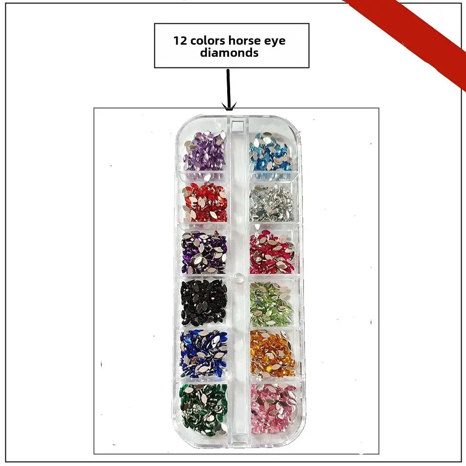 12 Colors 3.0 Round Diamond Nail Flat Resin Set - Image 11