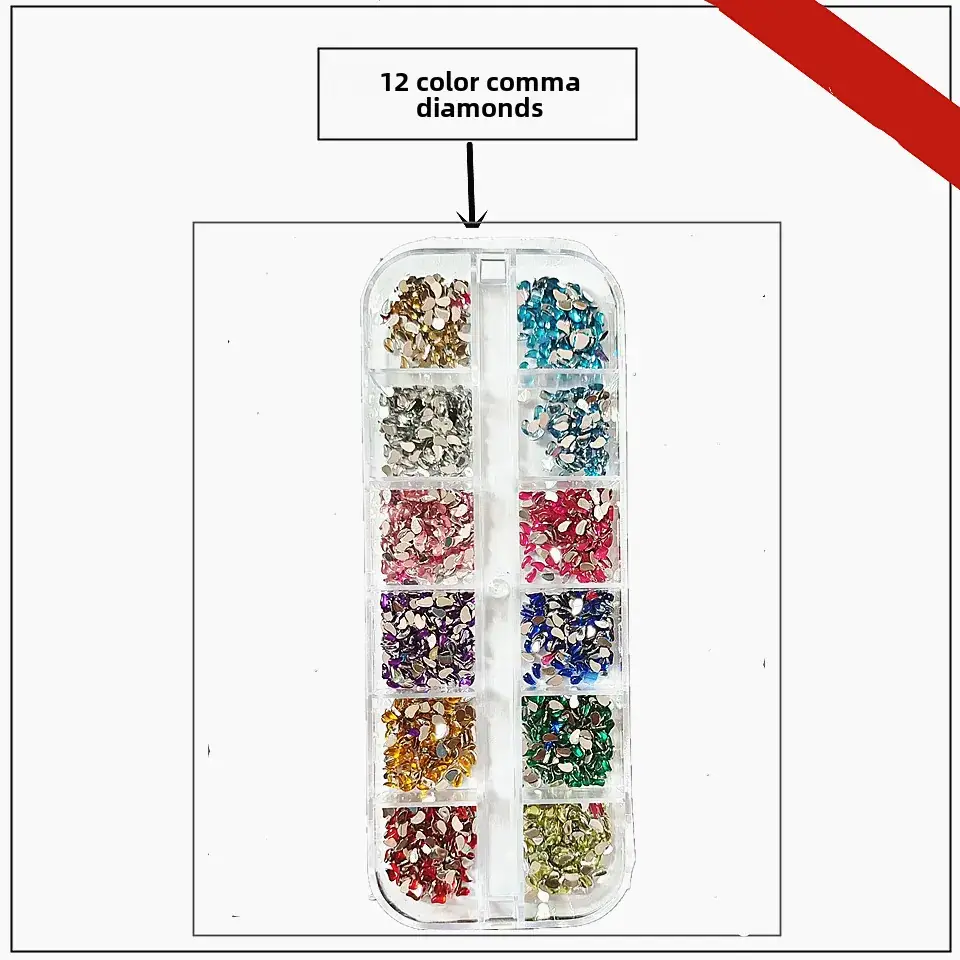 12 Colors 3.0 Round Diamond Nail Flat Resin Set - Image 16