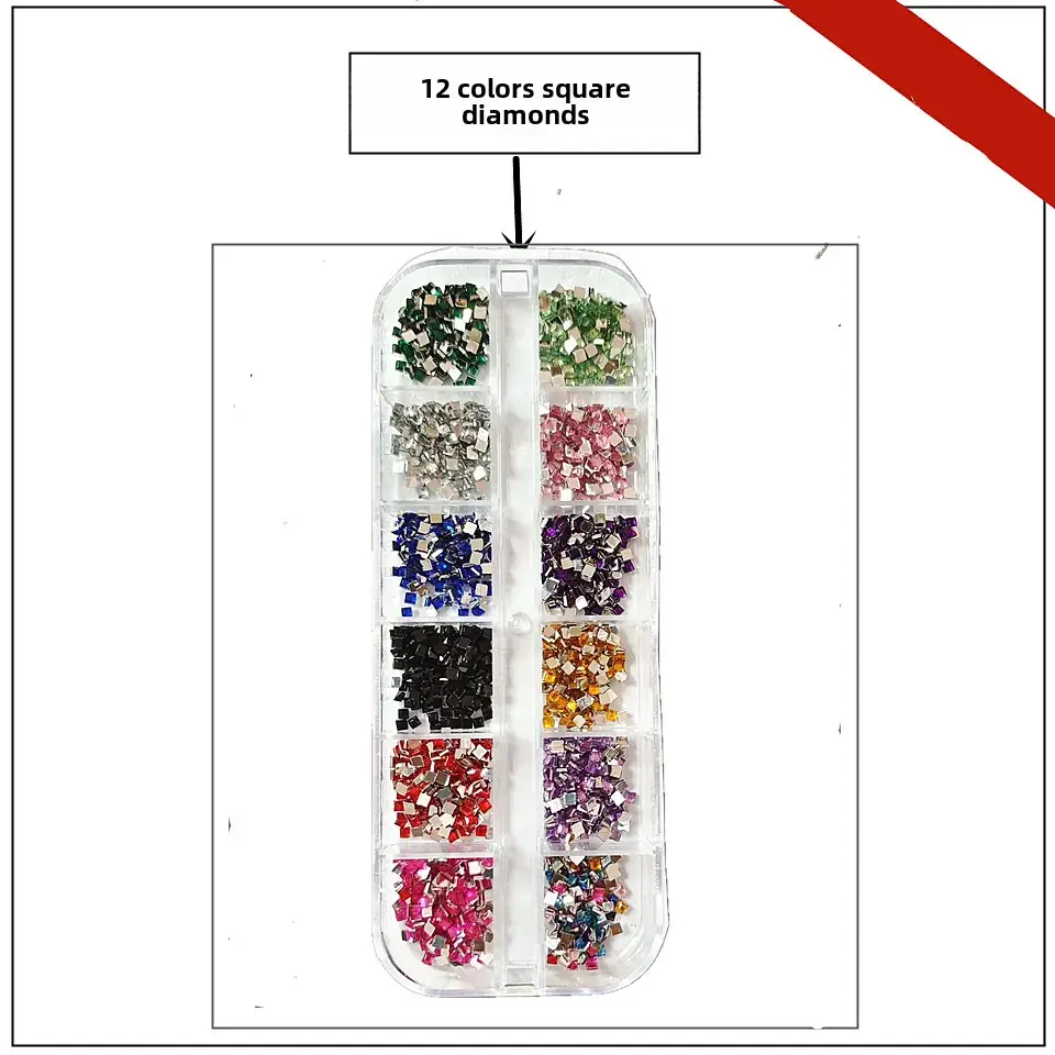 12 Colors 3.0 Round Diamond Nail Flat Resin Set - Image 17