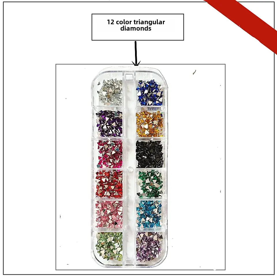 12 Colors 3.0 Round Diamond Nail Flat Resin Set - Image 19