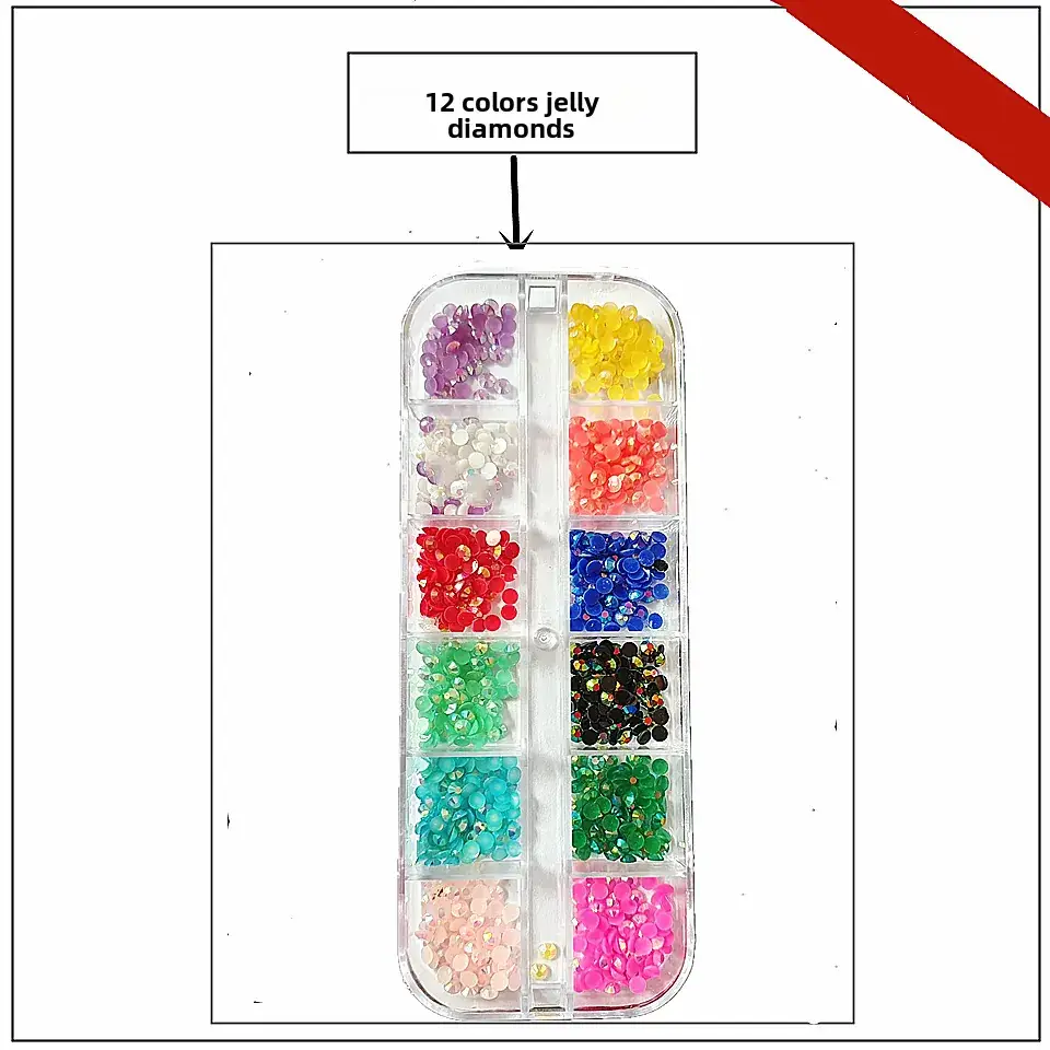 12 Colors 3.0 Round Diamond Nail Flat Resin Set - Image 20