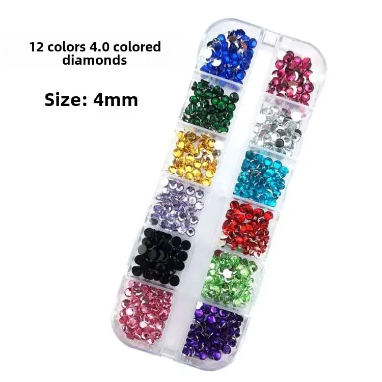 12 Colors 3.0 Round Diamond Nail Flat Resin Set - Image 22