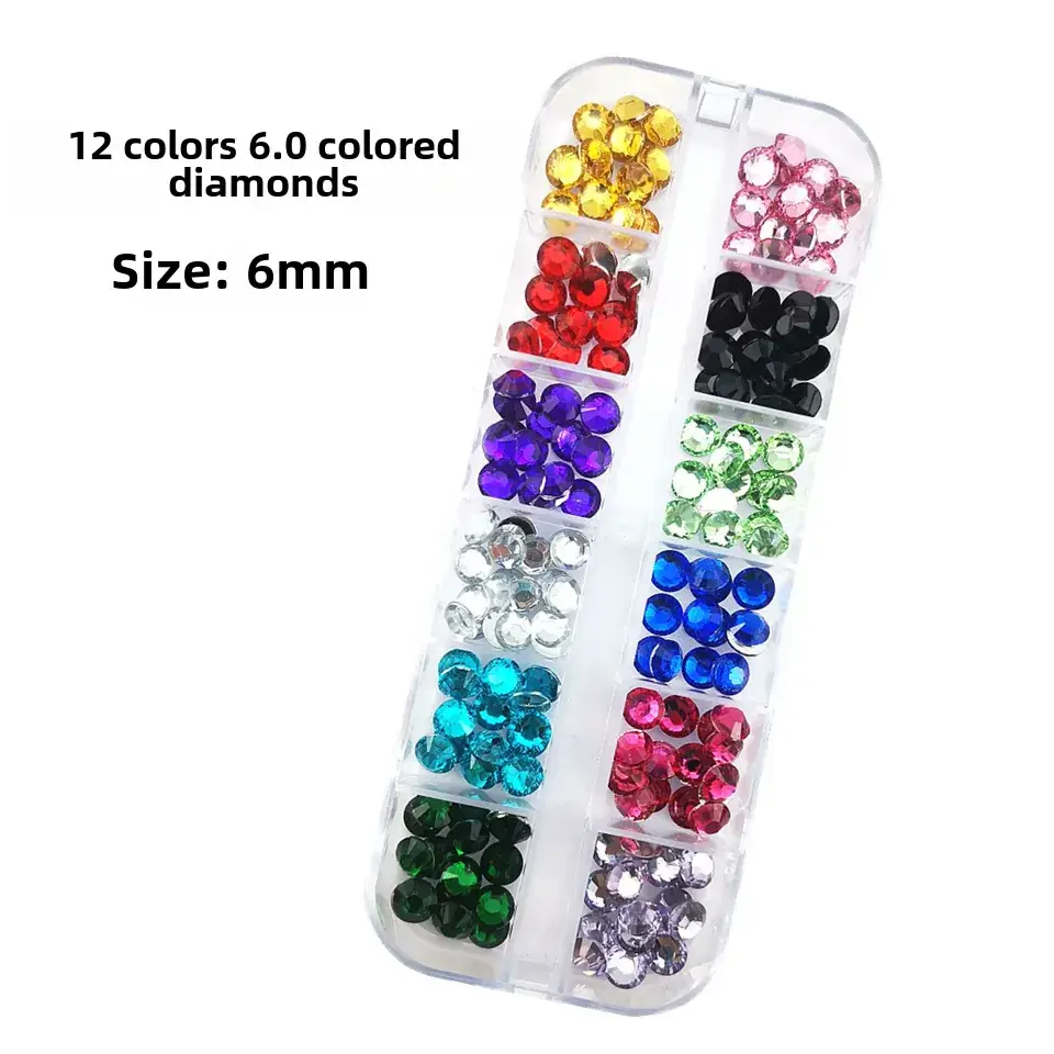 12 Colors 3.0 Round Diamond Nail Flat Resin Set - Image 24