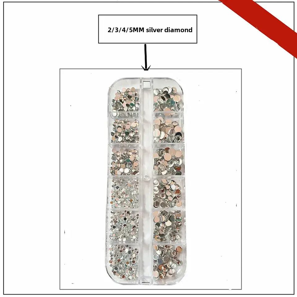 12 Colors 3.0 Round Diamond Nail Flat Resin Set - Image 4