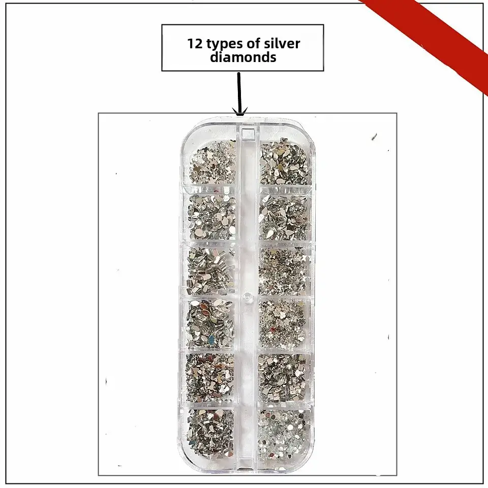 12 Colors 3.0 Round Diamond Nail Flat Resin Set - Image 7