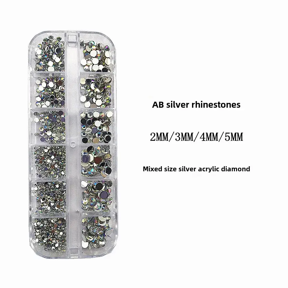12 Colors 3.0 Round Diamond Nail Flat Resin Set - Image 8