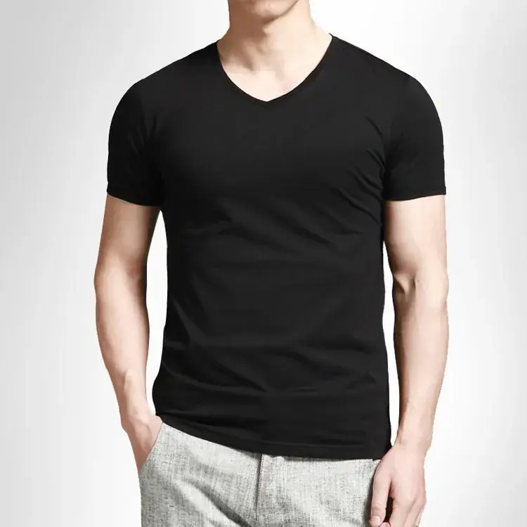 Men White V-Neck Slim Fit T-Shirt Lycra Cotton - Image 11