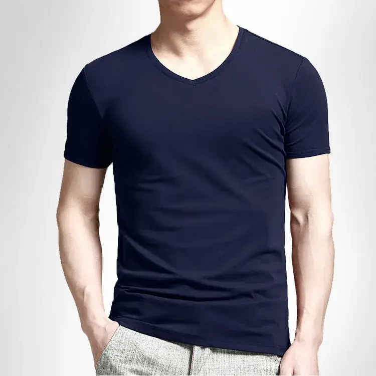 Men White V-Neck Slim Fit T-Shirt Lycra Cotton - Image 13
