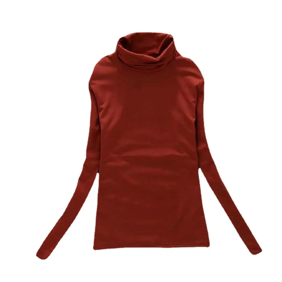 Brown Fleece T-Shirt Long Sleeve Slim Fit High Collar - Image 10