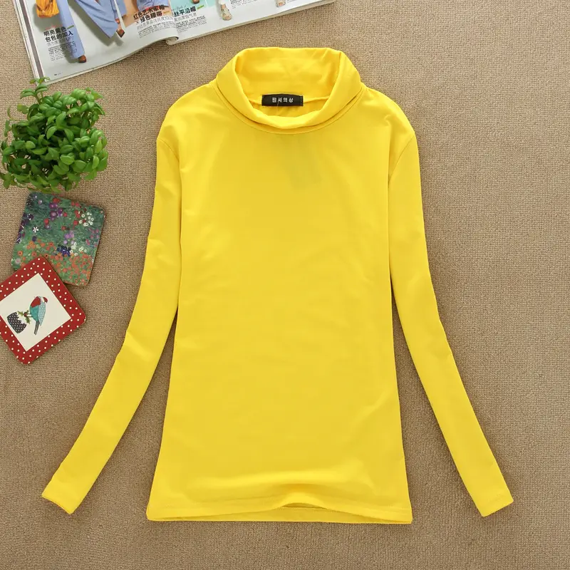 Brown Fleece T-Shirt Long Sleeve Slim Fit High Collar — feature 12