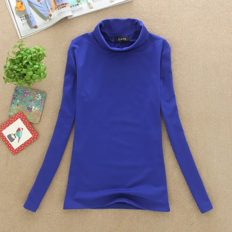 Brown Fleece T-Shirt Long Sleeve Slim Fit High Collar — feature 16