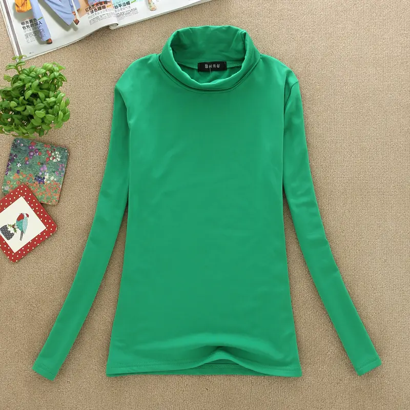 Brown Fleece T-Shirt Long Sleeve Slim Fit High Collar — feature 20