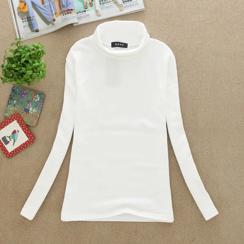 Brown Fleece T-Shirt Long Sleeve Slim Fit High Collar - Image 2
