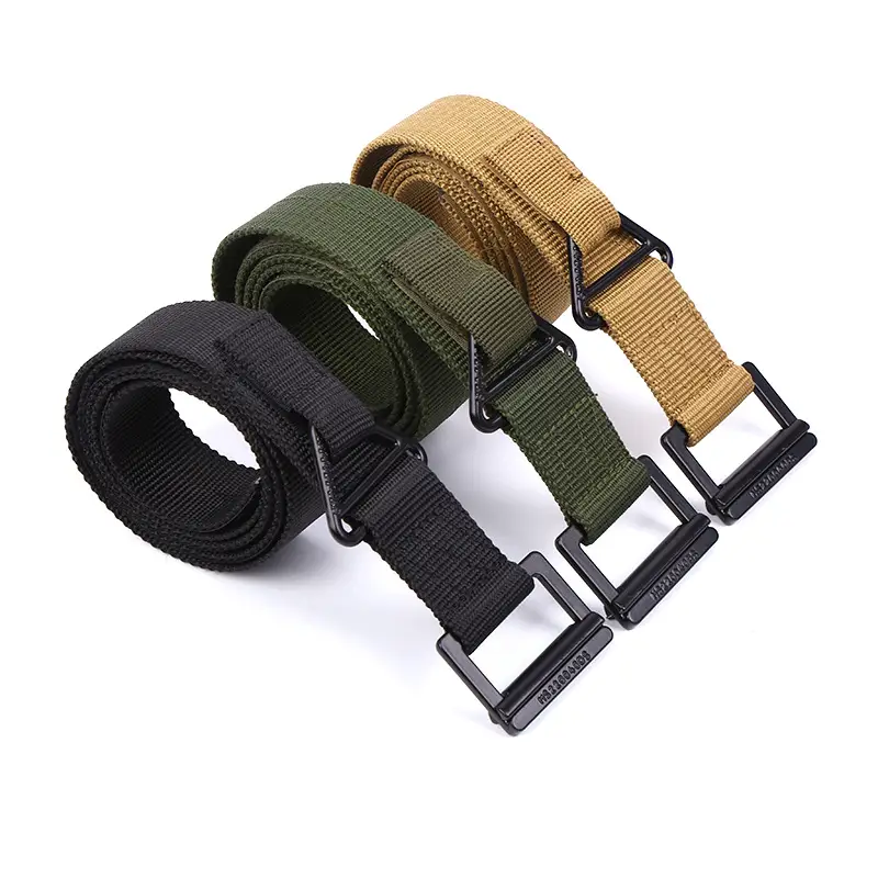 Men's Tactical Canvas Belt Black Adjustable - Image 4