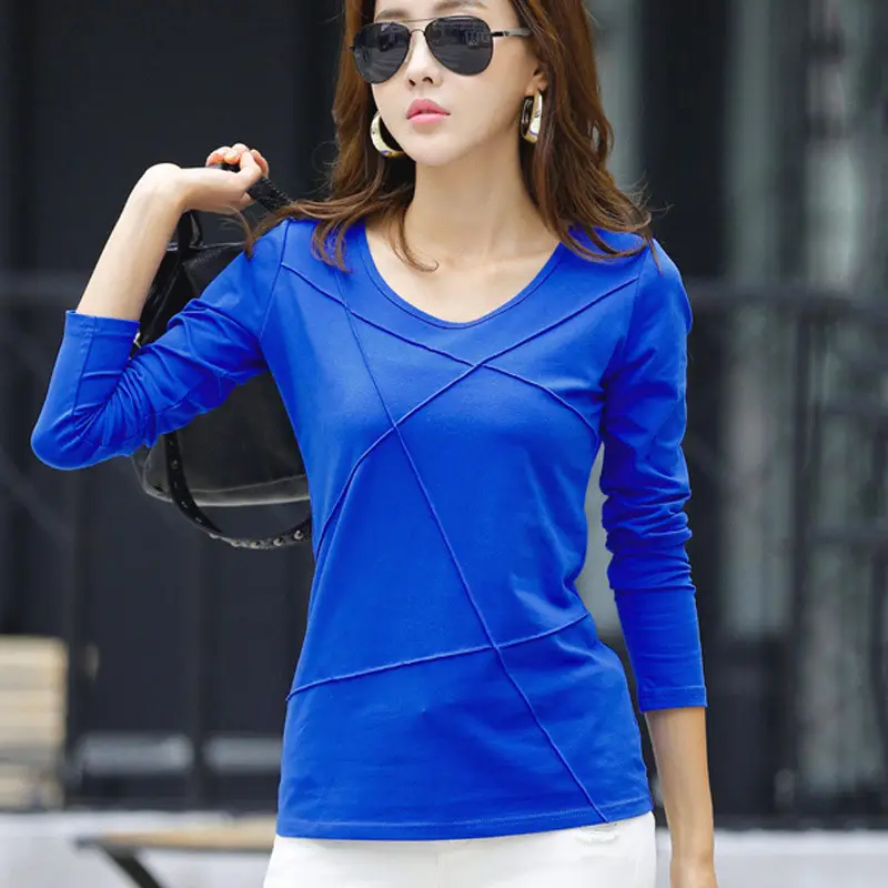 Women's Black Slim Fit Long Sleeve T-Shirt 2025 Korean Style - Image 3