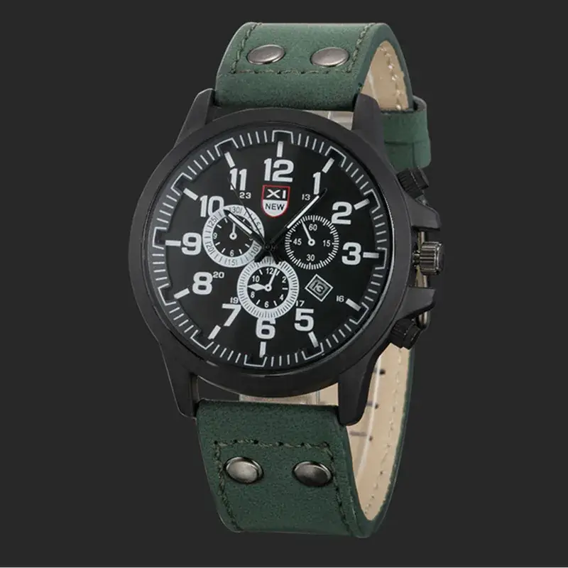 Men's Chronograph Quartz Watch Brown Leather Belt