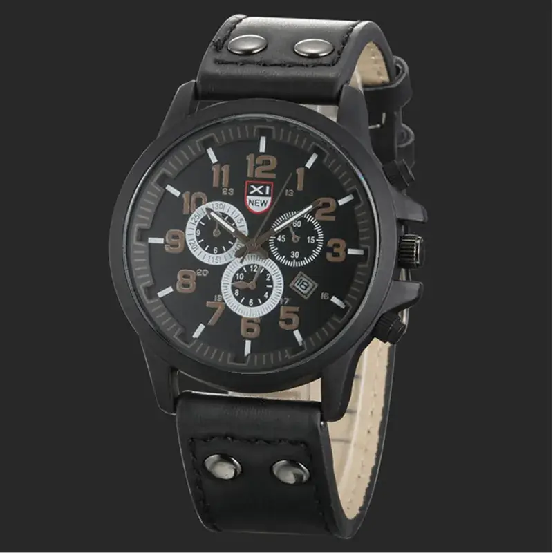 Men's Chronograph Quartz Watch Brown Leather Belt