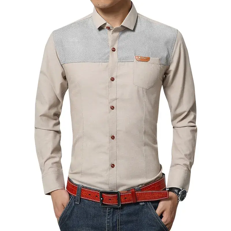 Jucai Men's Light Blue Slim Fit Long Sleeve Shirt - Image 2