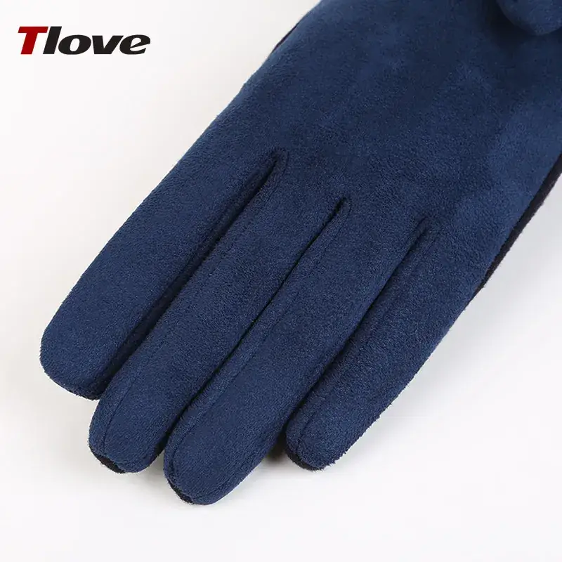 Women Winter Suede Ski Gloves Warm Riding - Image 8