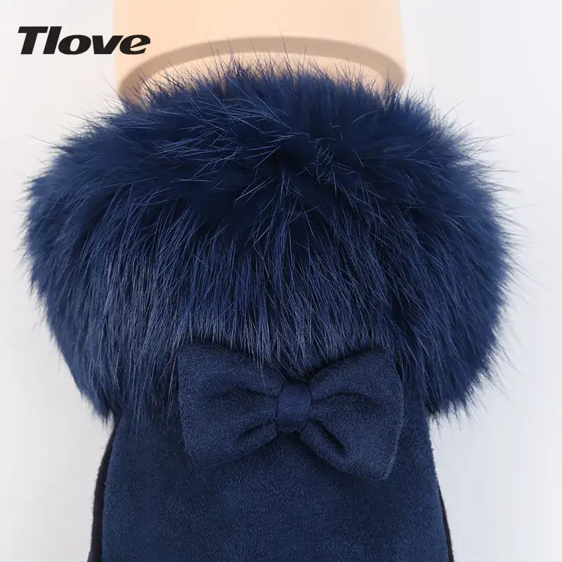 Women Winter Suede Ski Gloves Warm Riding - Image 9