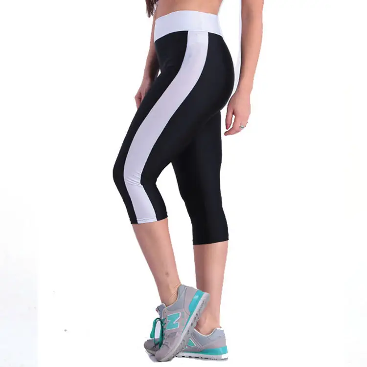 Women Blue White Yoga Leggings High Waist Elastic Sports Pants - Image 4