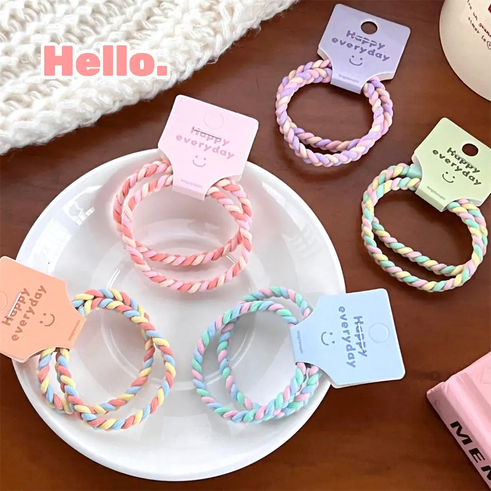 Pink Braided Hair Rope for Girls High Ponytail