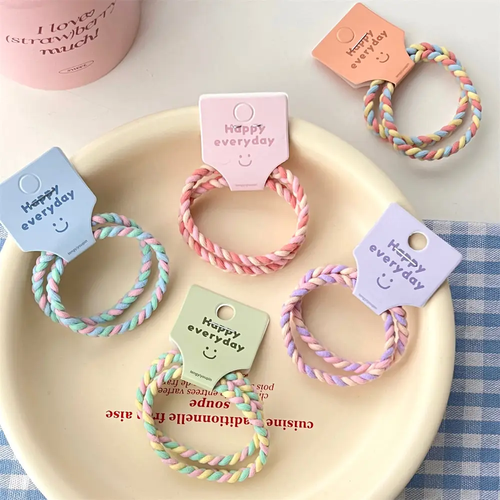 Pink Braided Hair Rope for Girls High Ponytail
